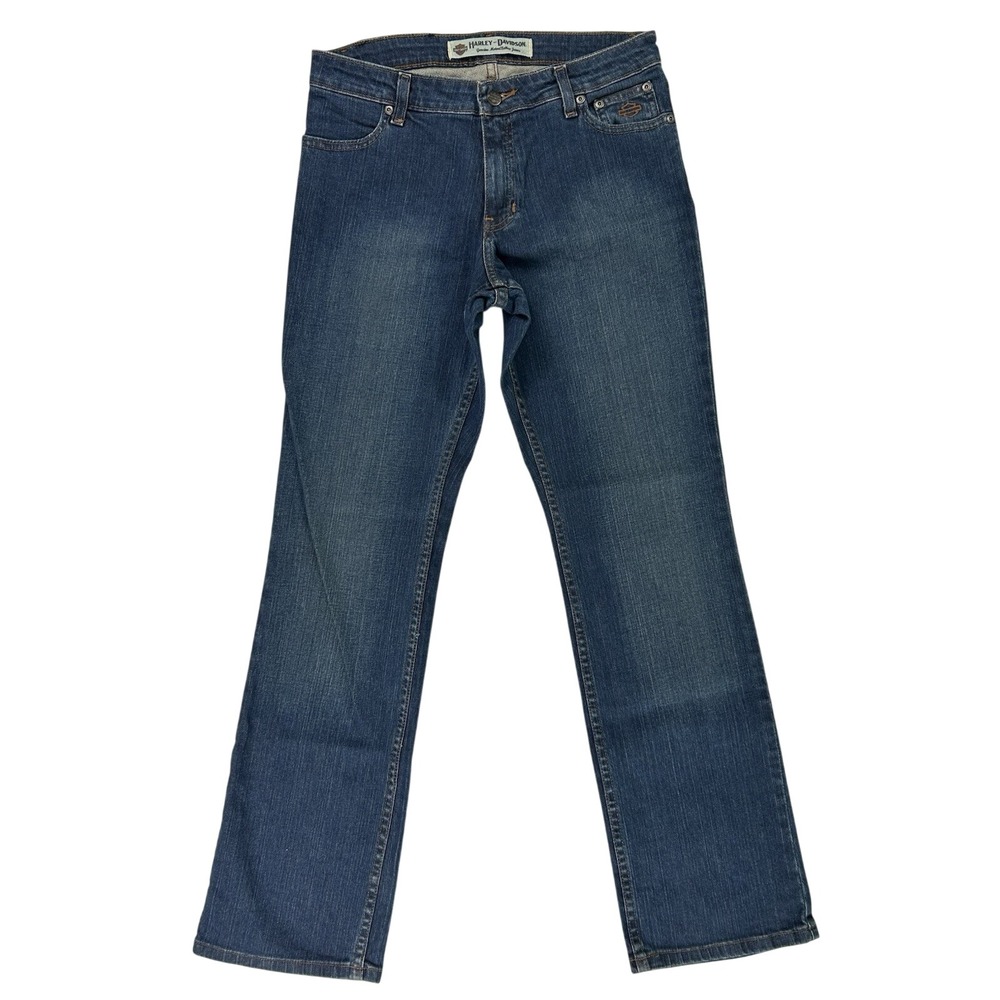 Harley-Davidson Womens Straight Leg Jeans Medium Wash Blue Denim 99023N Size 4R